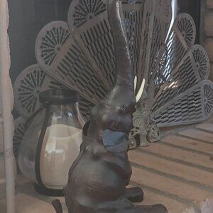 Genuine Leather Vintage Elephant Statue 20"